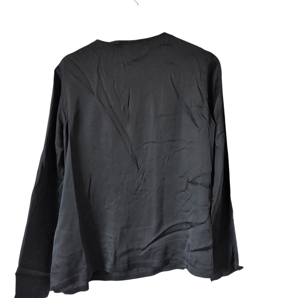 Nili Lotan Black Long Sleeve Silky Rayon Top - Size Small - Minimalist Timeless - Picture 2 of 7